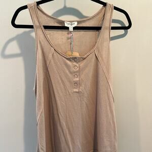 Umgee Medium Tan Scoopneck Henley Tank Top